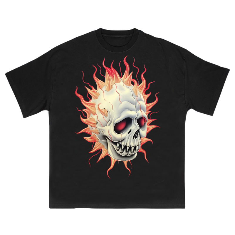 Flaming Skull theme T-shirt