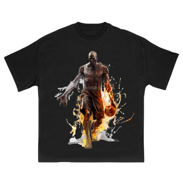 Diablo Style Skeleton Flame Basketball Graphic T-shirt