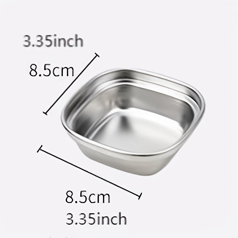 1pc Thickened 304 Stainless Steel Sauce Dish, Small Multi-grid Dip Dish, Multi-function Vegetable Dish, Restaurant Baking Tassel Dish For BBQ, Home, Kitchen