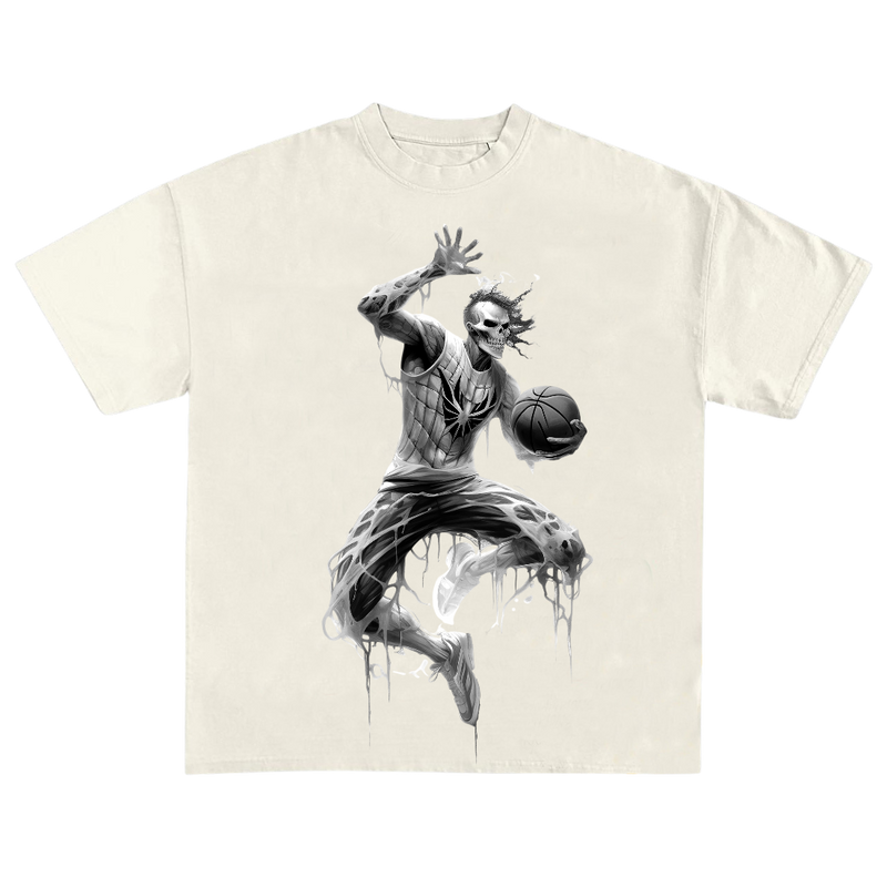 Dark Skull Basketball Black and White Style T-shirt