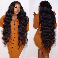 4*4 Lace Front Human Hair Wigs 180% Density Long Body Wavy Curly Hair With Natural Looking For Women Daily Used
