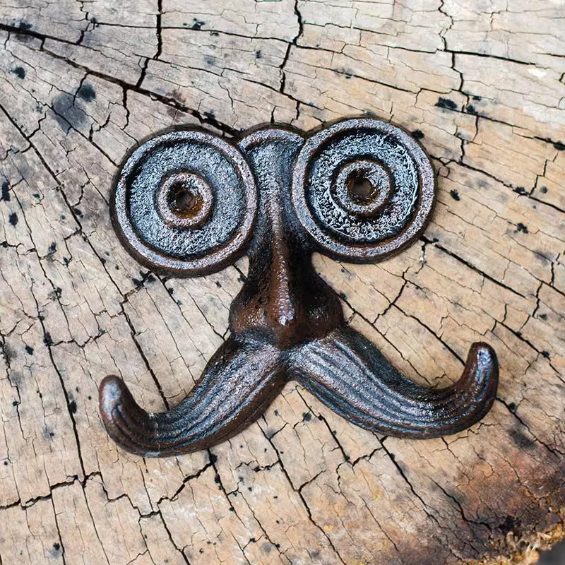 Vintage creative and personalized cast iron beard design, iron clothing and hat hook decoration