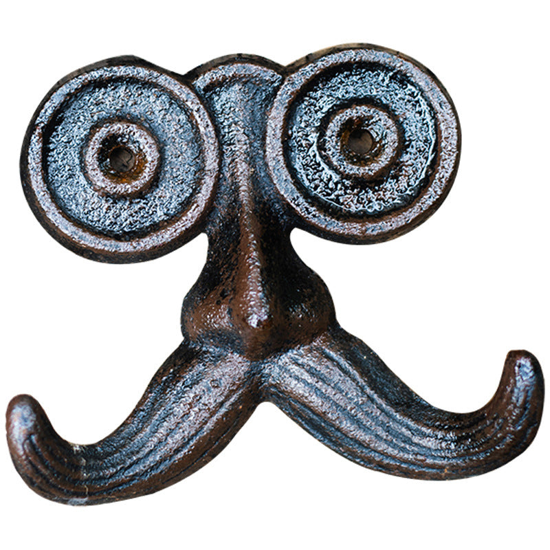 Vintage creative and personalized cast iron beard design, iron clothing and hat hook decoration