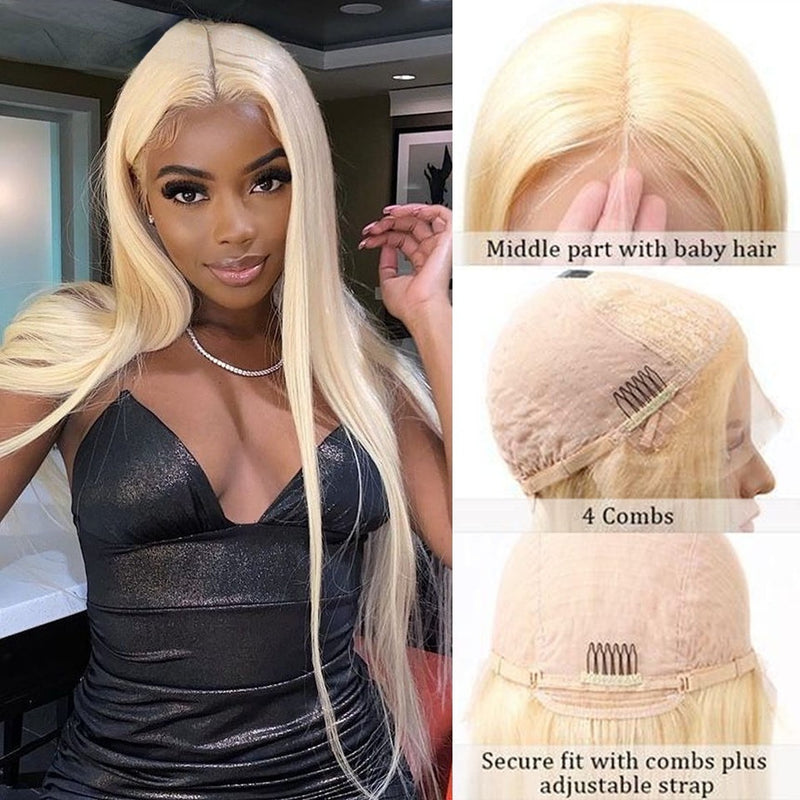 Human hair lace wig with T-shaped front lace wig