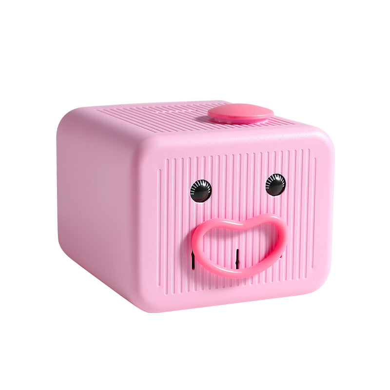 Blink your eyes and move your mouth on an electric money bank