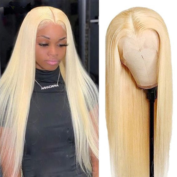 Human hair lace wig with T-shaped front lace wig