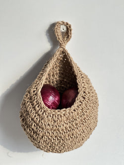 Wall hanging fruit basket, vegetable bag, chlorophytum comosum, cotton rope, hemp rope, flower pot, flower basket