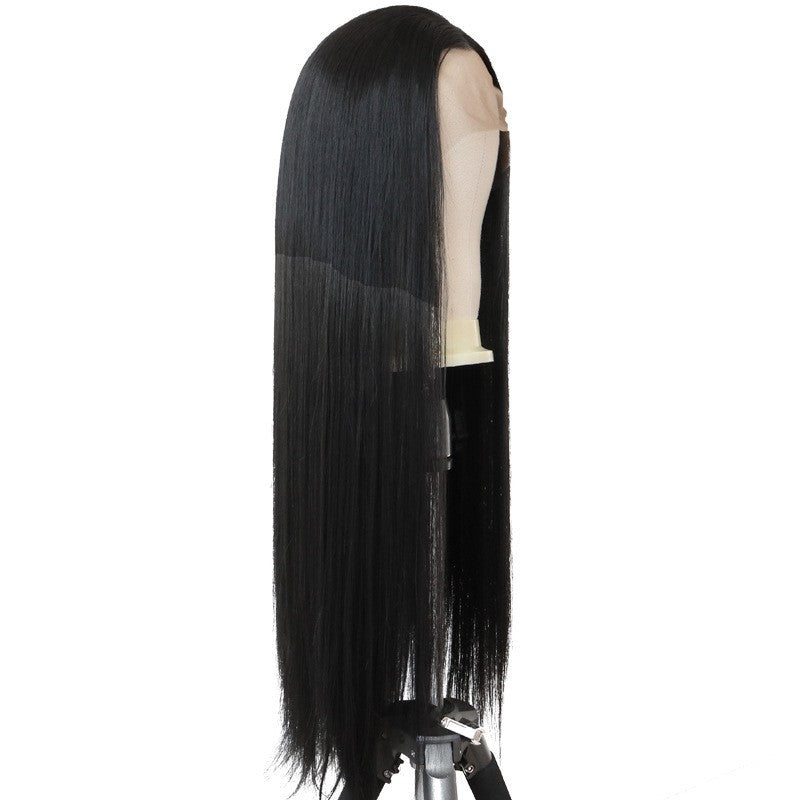 Fashion Wig Female Front Lace White Long Straight Hair Chemical Fiber Wig Full Head Cover 26inch