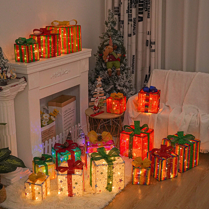Christmas decoration lightbox remote control, set of 3 LED Christmas decorations