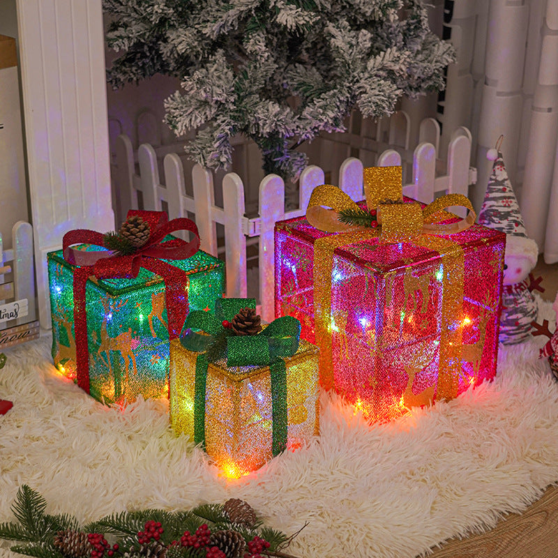 Christmas decoration lightbox remote control, set of 3 LED Christmas decorations