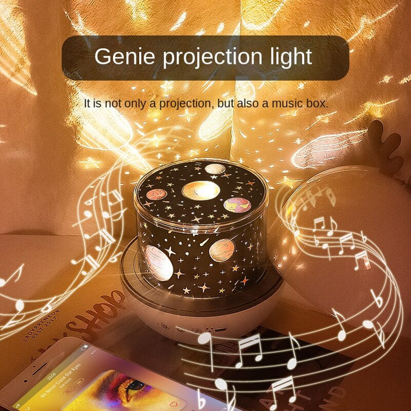 Smart projector led charging rotating atmosphere night light with remote control Music box