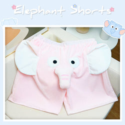 Summer Cute Flying Elephant Nose Shorts Cartoon Plush Pants Couple Men Women Pajama Trousers Creative Home