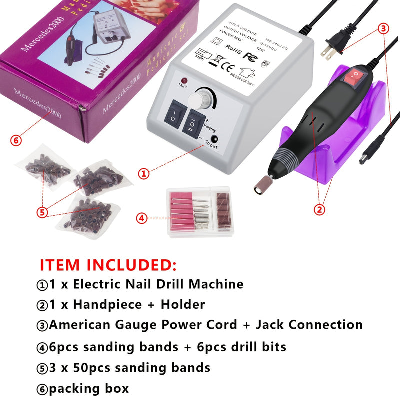Professional Electric Nail Drill Machine Nails File Manicure Set Low Noise Vibration With 156pcs Sanding Bands For Acrylic Nail Drill Gel Art Remover Pedicure Tool Glazing Polisher Polishing Grinder