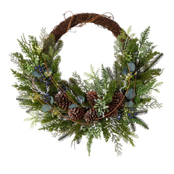 30” Pine and Pinecone Artificial Christmas Wreath on Twig Ring