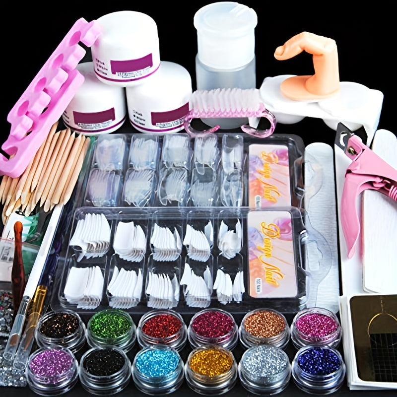 23 In 1 Acrylic Nail Kit For Beginners 12 Color Glitter Acrylic Powder White Clear Pink Acrylic Powder Nails Extension Professional Nails Kit Acrylic Set Manicure Tools Acrylic Supplies Gift For Women