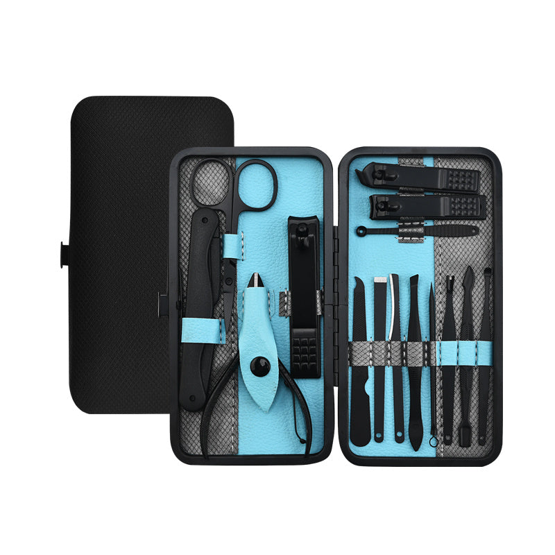 10/15/25 Pcs Stainless Steel Manicure Kit, Nail Clipper Set, With Black Leather Travel For Men And Women
