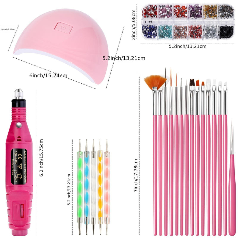 Nail Starter Kit, Portable UV Lamp LED Dry Nail Kit Nail Art Manicure Set Acrylic Nail Tools Set