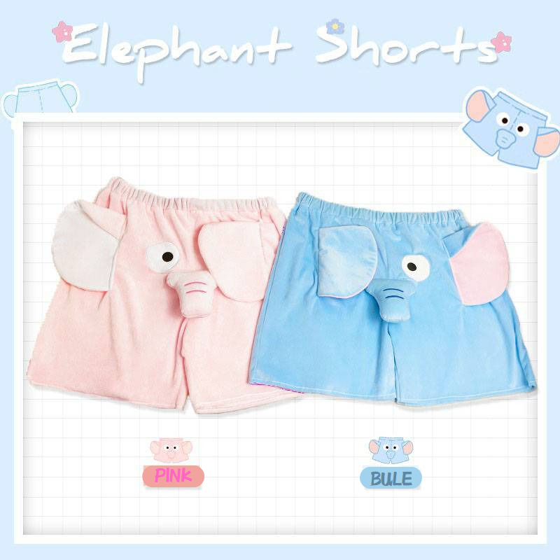 Summer Cute Flying Elephant Nose Shorts Cartoon Plush Pants Couple Men Women Pajama Trousers Creative Home
