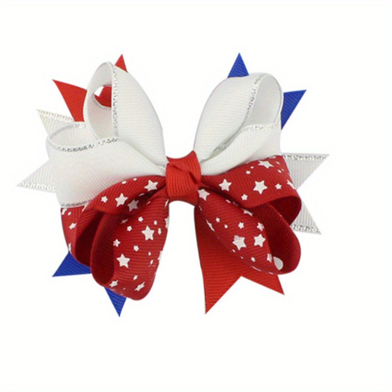 1pc, Independence Day Hair Clip, American Flag Pattern Bow Shaped Duckbill Clip, Women Girls Children Hair Accessories, For Wedding Anniversary Party Supplies, Birthday Party Supplies, Summer Holiday Party Supplies, 4th Of July Party Decorations