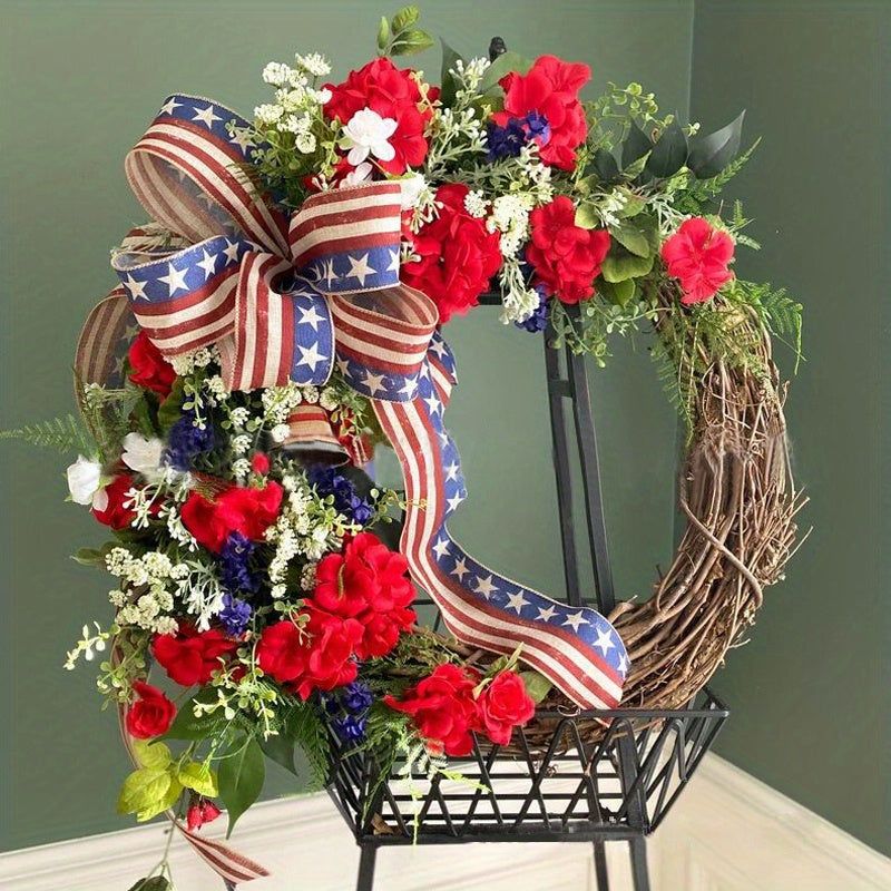 1pc, American National Day Wreath Independence Day Wreath Home Outdoor Decoration New Arrival Door Decoration, Independence Day Supplies