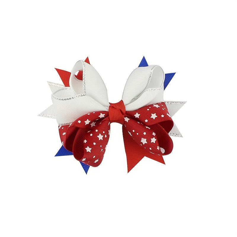 1pc, Independence Day Hair Clip, American Flag Pattern Bow Shaped Duckbill Clip, Women Girls Children Hair Accessories, For Wedding Anniversary Party Supplies, Birthday Party Supplies, Summer Holiday Party Supplies, 4th Of July Party Decorations