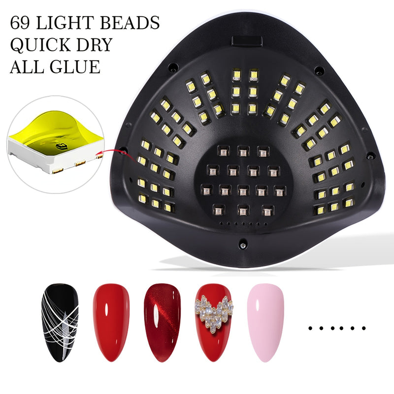 160W UV LED Nail Lamp For Gel Nails Polish Kit With UV UV Protection Gloves 69 Lamp Beads, Professional Nail Light UV Nail Dryer For Gel Nails