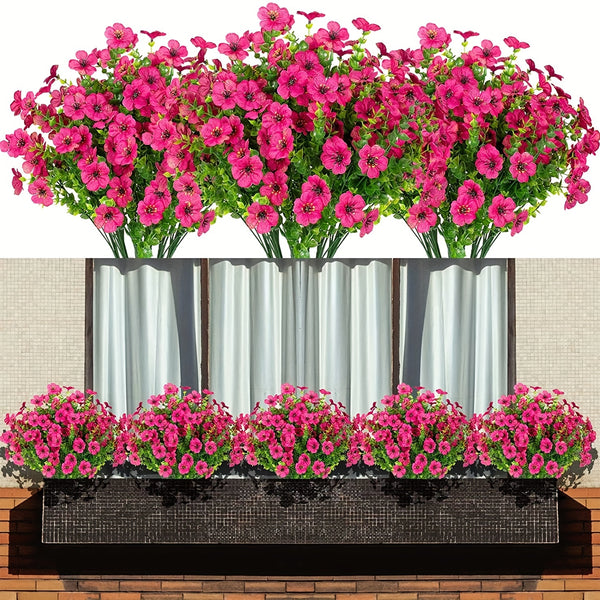4pcs, Artificial Flowers UV Resistant Plants Artificial Plastic Plants Indoor And Outdoor Hanging Flower Pots Garden Kitchen Farmhouse Decoration (fuchsia)