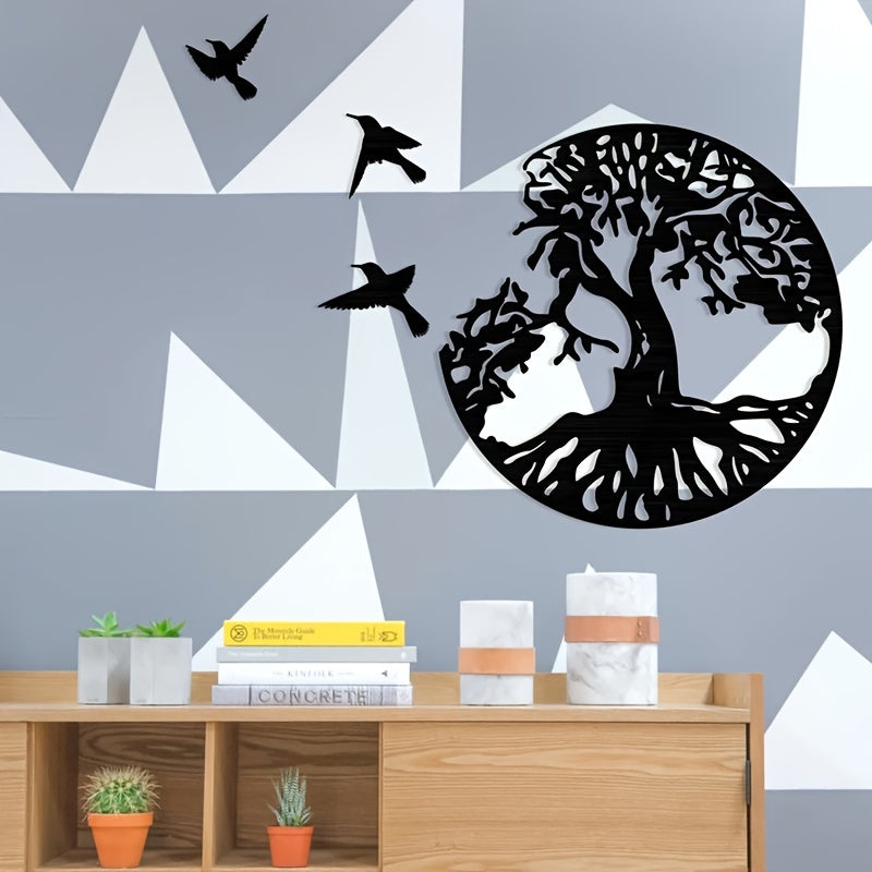 1pc, Tree Of Life And Three Little Birds Metal Wall Art 11"x11"