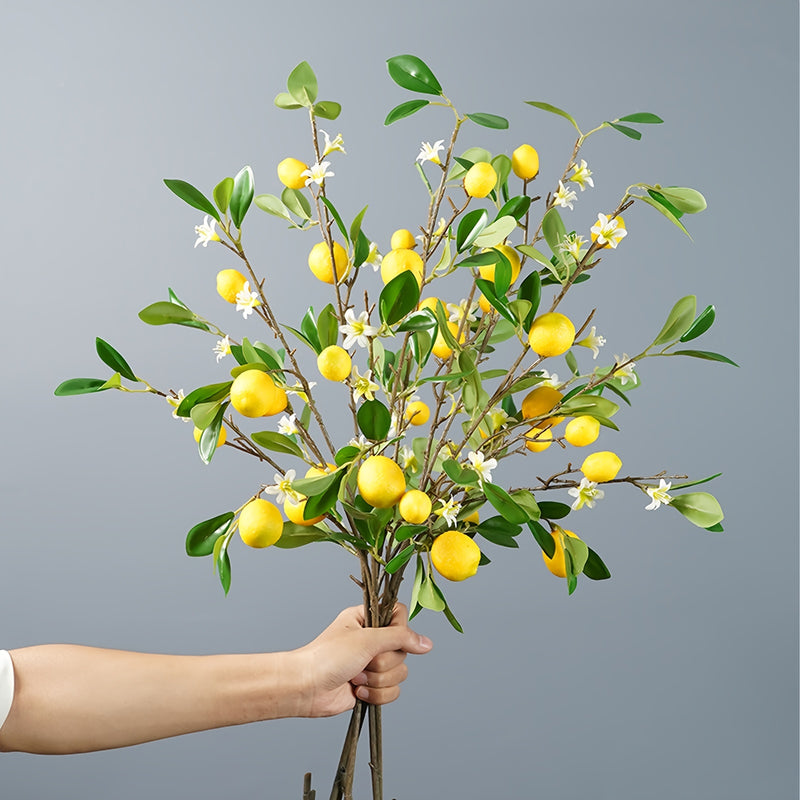 2pcs, Artificial Lemon Branch, 27inch Yellow False Lemon Branch, Decorative Fruit Branch, Artificial Flowers For Home Wedding Party Decoration