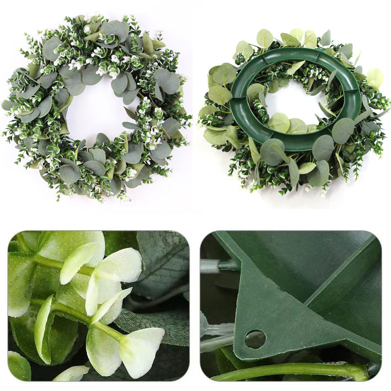 1pc 18.5 Inches Artificial Garland Wreath, Door Wreath, Greenery Leaves Round Wreath Home Decor