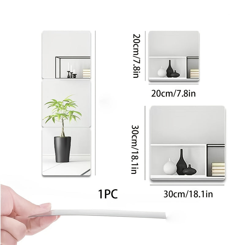 1pc Square Mirror Sticker With Rounded Angles