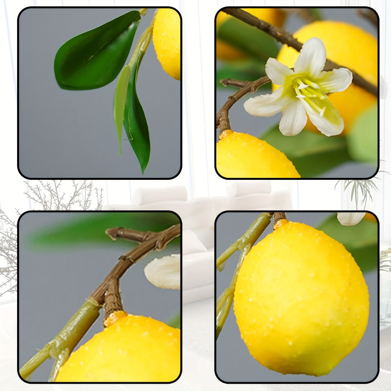 2pcs, Artificial Lemon Branch, 27inch Yellow False Lemon Branch, Decorative Fruit Branch, Artificial Flowers For Home Wedding Party Decoration
