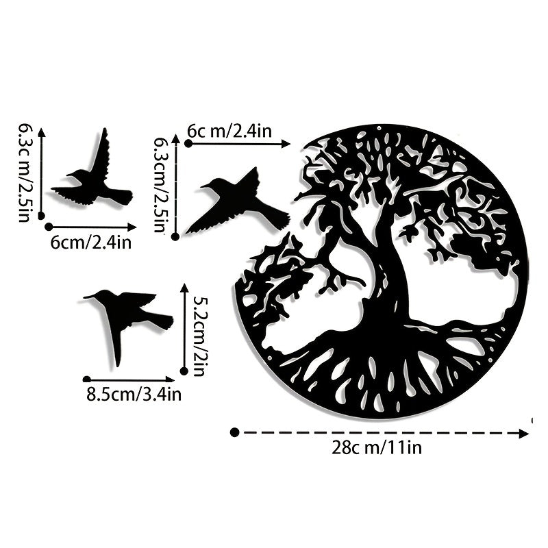 1pc, Tree Of Life And Three Little Birds Metal Wall Art 11"x11"