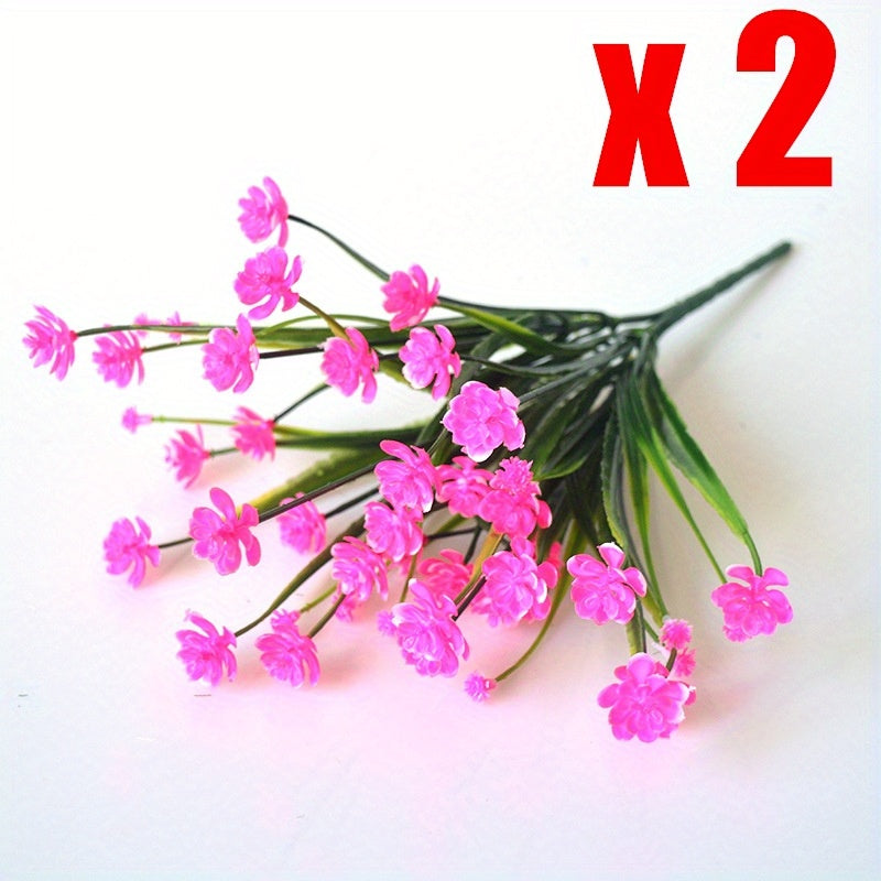 2pcs, Artificial Flowers, Fake Plants, Plastic Flowers UV Resistant Greenery Plants Spring Summer Décor For Outdoor Indoor Decoration, Home Decor, Room Décor, Wedding Decoration, Photography Props, Party Supplies, Outdoor/indoor Décor