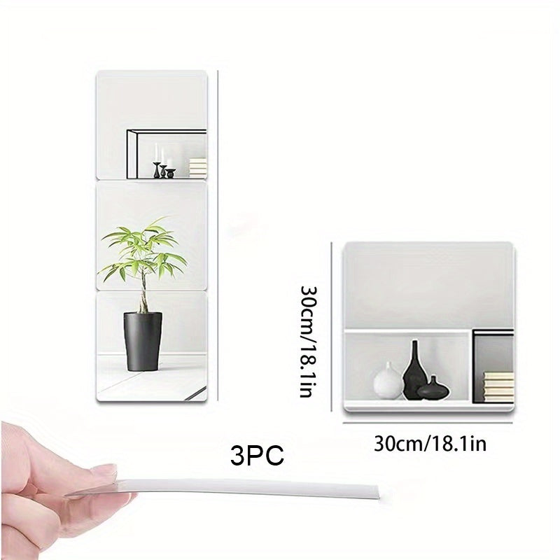 1pc Square Mirror Sticker With Rounded Angles