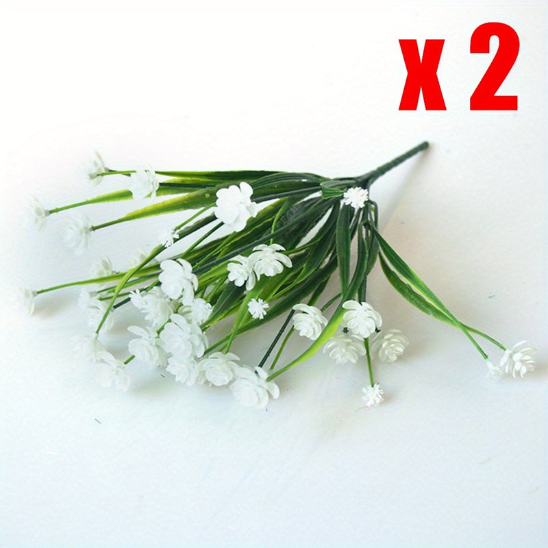 2pcs, Artificial Flowers, Fake Plants, Plastic Flowers UV Resistant Greenery Plants Spring Summer Décor For Outdoor Indoor Decoration, Home Decor, Room Décor, Wedding Decoration, Photography Props, Party Supplies, Outdoor/indoor Décor