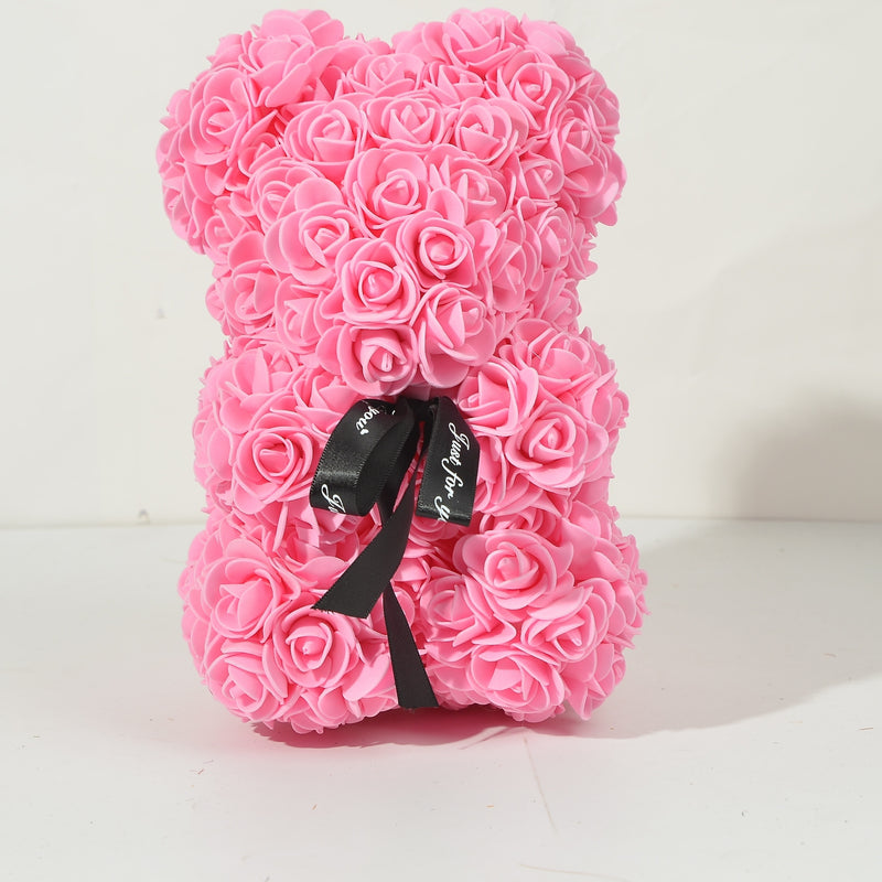 1pc Rose Bear Artificial Foam Flowers Bear Made Of Roses For Valentines Day, Mothers Day, Anniversary, Wedding Gifts 6.69*9.05in
