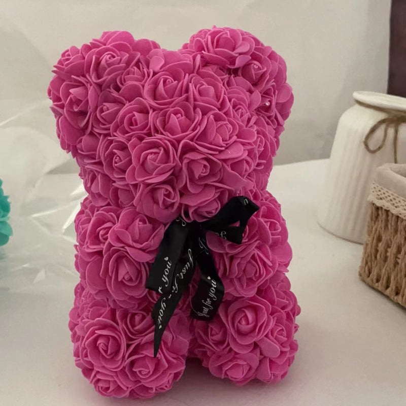 1pc Rose Bear Artificial Foam Flowers Bear Made Of Roses For Valentines Day, Mothers Day, Anniversary, Wedding Gifts 6.69*9.05in