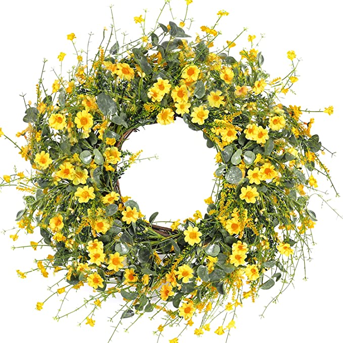 Spring Wreath, Spring/Summer Wreath, Spring Wreath with Bow, Daisy